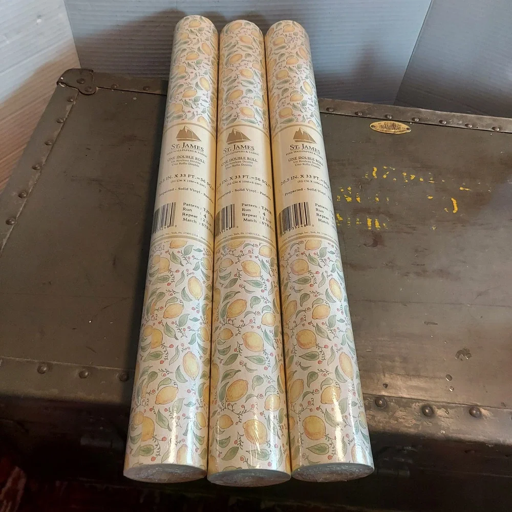 3 Rolls St. James York Wallcoverings Lemon Vine Wallpaper TJ9181 Solid Vinyl